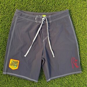 Quiksilver Black Boardshorts with White Drawcord and Red Logo